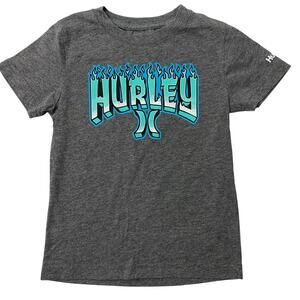 Hurley Boys Sz 5 Small Tee Shirt Short Sleeve Cotton Logo Spellout Beach Waves
